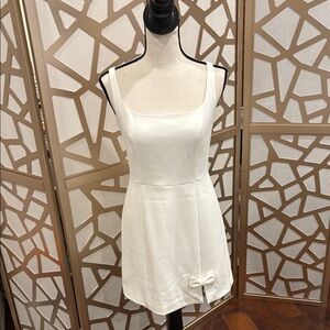 French Connection Chic White Mini Dress with Bow Detail